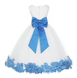 Ivory Elegant Wedding Pageant Special Events Petals Flower Girl Dress with Bow Tie Sash 302T(4)