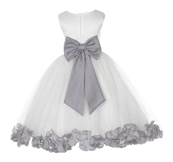 Ivory Elegant Wedding Pageant Special Events Petals Flower Girl Dress with Bow Tie Sash 302T(4)