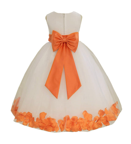 Ivory Elegant Wedding Pageant Special Events Petals Flower Girl Dress with Bow Tie Sash 302T(2)