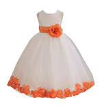 Ivory Elegant Wedding Pageant Special Events Petals Flower Girl Dress with Bow Tie Sash 302T(2)