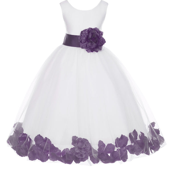 Ivory Elegant Wedding Pageant Special Events Petals Flower Girl Dress with Bow Tie Sash 302T(3)