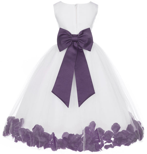 Ivory Elegant Wedding Pageant Special Events Petals Flower Girl Dress with Bow Tie Sash 302T(3)