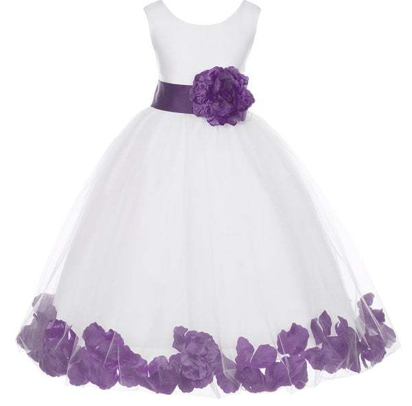 Ivory Tulle Floral Petals Flower Girl Dress Special Occasions Junior Pageant Wedding Holiday 302S(1)