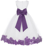 Ivory Elegant Wedding Pageant Special Events Petals Flower Girl Dress with Bow Tie Sash 302T(1)