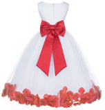 Ivory Elegant Wedding Pageant Special Events Petals Flower Girl Dress with Bow Tie Sash 302T(3)