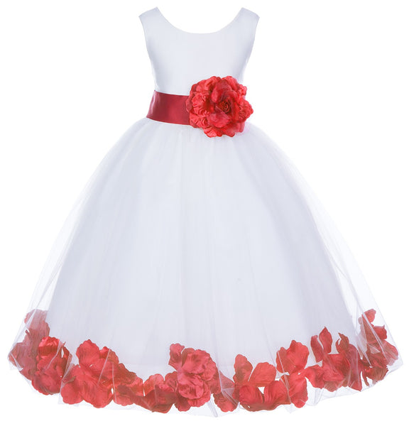 Ivory Tulle Floral Petals Flower Girl Dress Special Occasions Junior Pageant Wedding Holiday 302S(1)