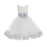 Ivory Elegant Wedding Pageant Special Events Petals Flower Girl Dress with Bow Tie Sash 302T(2)