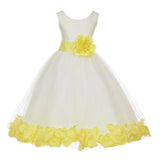 Ivory Elegant Wedding Pageant Special Events Petals Flower Girl Dress with Bow Tie Sash 302T(3)