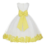 Ivory Elegant Wedding Pageant Special Events Petals Flower Girl Dress with Bow Tie Sash 302T(3)