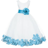 Ivory Elegant Wedding Pageant Special Events Petals Flower Girl Dress with Bow Tie Sash 302T(1)