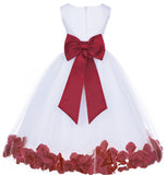 White Elegant Bridesmaid Pageant Special Occasions Rose Petals Flower Girl Dress 302T(1)