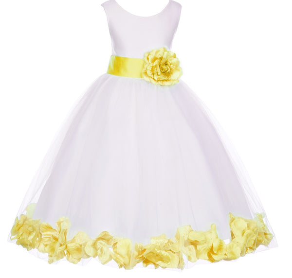 White Elegant Bridesmaid Pageant Special Occasions Rose Petals Flower Girl Dress 302T(3)