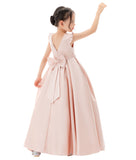 Satin V-Back Dress with Rhinestone for Special Occasions Beauty Pageants Junior Bridesmaids 326