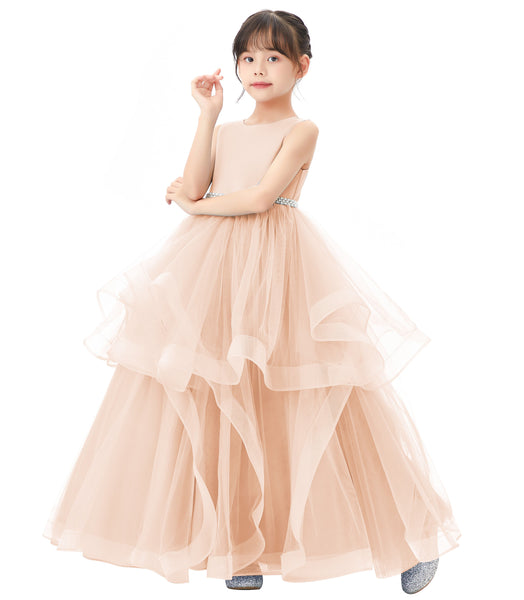 Heart Cutout Ruffle Skirt Flower Girl Dress Junior Bridesmaid Wedding Reception Birthday Party 329