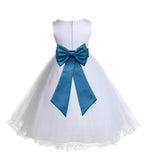 White Formal Wedding Pageant Special Occasions Rattail Edge Tulle Flower Girl Dress 829T(1)