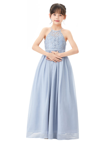 Halter Lace Criss-Cross Flower Girl Dress Wedding Reception Father Daughter Dance Photoshoots L248