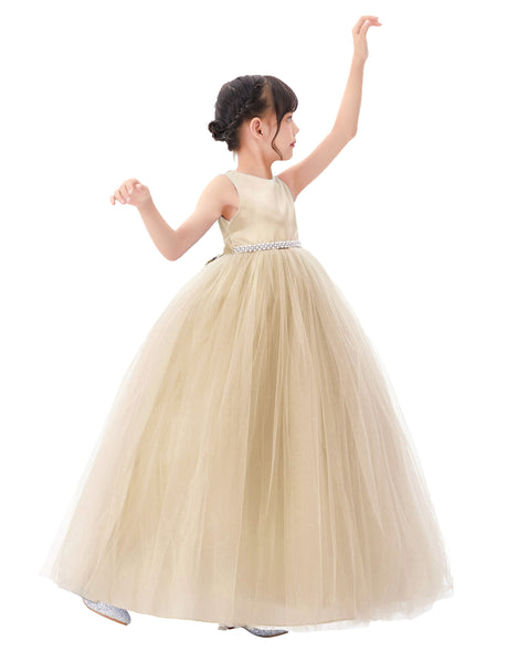 V-Back Flower Girl Dress with Rhinestones Formal Photoshoots Graduation Ceremony Dance Recital PR123