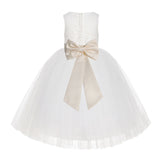 Ivory Floral Lace Flower Girl Dress Special Events Christening Pageant Gown Communion Recital LG7(1)