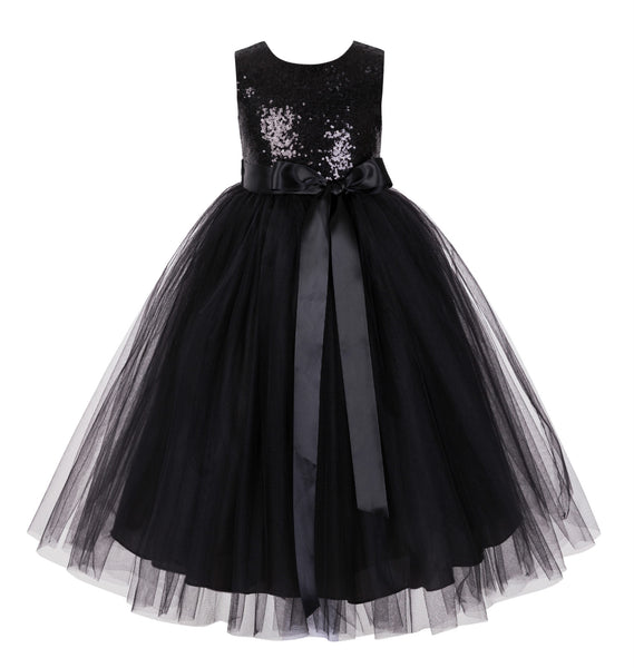 Sequins Heart Cutout Tulle Flower Girl Dress Junior Beauty Pageant Holiday Special Occasions 172seq(1)