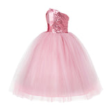 One-Shoulder Sequins Tutu Flower Girl Dress Junior Beauty Pageant Special Event Ballroom Gown 182(2)