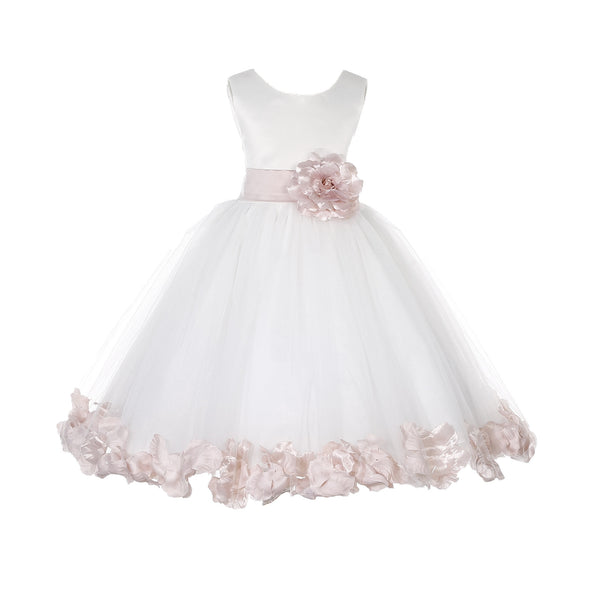 Ivory Tulle Floral Petals Flower Girl Dress Special Occasions Junior Pageant Wedding Holiday 302S(6)