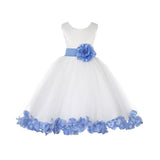 Ivory Tulle Floral Petals Flower Girl Dress Special Occasions Junior Pageant Wedding Holiday 302S(6)