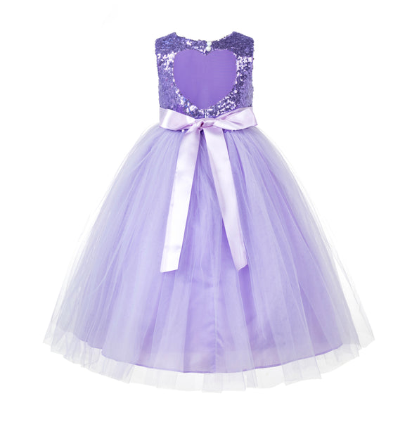 Sequins Heart Cutout Tulle Flower Girl Dress Junior Beauty Pageant Holiday Special Occasions 172seq(2)