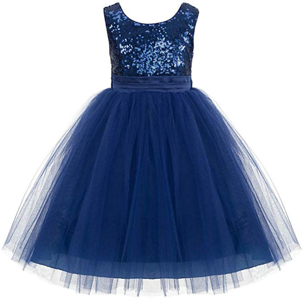 Formal Sequins Bodice Ruffle Tulle Flower Girl Dress Wedding Easter Toddler Pageant Occasions J122
