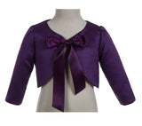 3/4 Sleeves Satin Flower Girl Bolero Girls Jacket Princess Cape Flower Girl Shrug Dress Cover Up