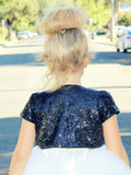 Sequins Mesh Capes Junior Flower Girl Bolero Jacket Special Beauty Pageants Princess Cape Cover Up