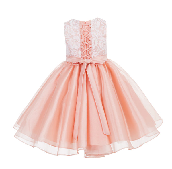 Lace Organza Flower Girl Dress Elegant Formal Junior Beauty Pageant Bridesmaid Recital Dress 186F