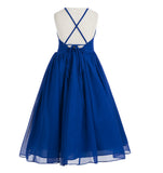 Criss-Cross Chiffon Flower Girl Dress Special Occasion Dresses Pageant Gown Junior Princess 191(1)