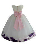 Ivory Elegant Colorful Mixed Rose Petals Bridesmaid Pageant Special Occasion Flower Girl Dress 302T(2)