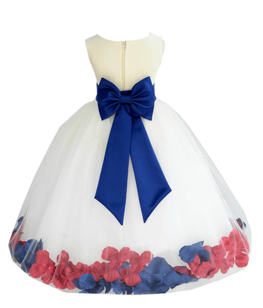 Ivory Elegant Colorful Mixed Rose Petals Bridesmaid Pageant Special Occasion Flower Girl Dress 302T(2)