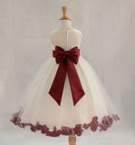 Ivory Elegant Wedding Pageant Special Events Petals Flower Girl Dress with Bow Tie Sash 302T(2)