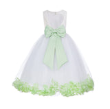 White Floral Lace Heart Cutout Rose Petals Flower Girl Dress Junior Bridesmaid Special Event 185T(4)