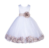White Lace Top Tulle Floral Petals Flower Girl Dress Birthday Girl Junior Pageant Bridesmaid 165S(1)