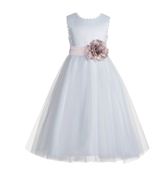 Ivory V-Back Lace Edge Flower Girl Dress Junior Pageant Special Occasion Formal Evening Gown 183T(1)