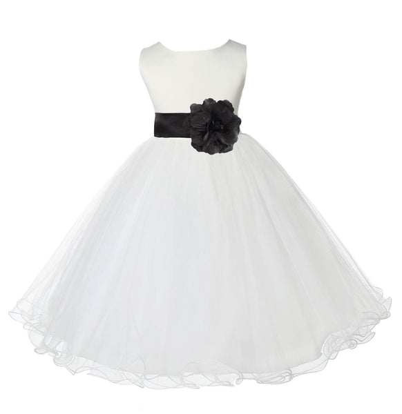 Ivory Formal Wedding Pageant Special Occasions Rattail Edge Tulle Flower Girl Dress 829T(1)