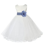 Ivory Formal Wedding Pageant Special Occasions Rattail Edge Tulle Flower Girl Dress 829T(3)