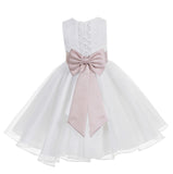 White Lace Organza Flower Girl Dress Elegant Formal Junior Beauty Pageant Communion Baptism 186T(1)