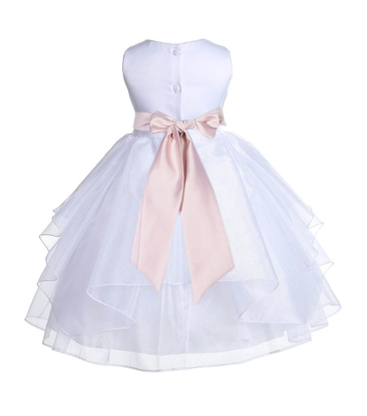 White Shimmering Organza Flower Girl Dress Wedding Junior Bridesmaid Pageant Special Events 4613S(5)