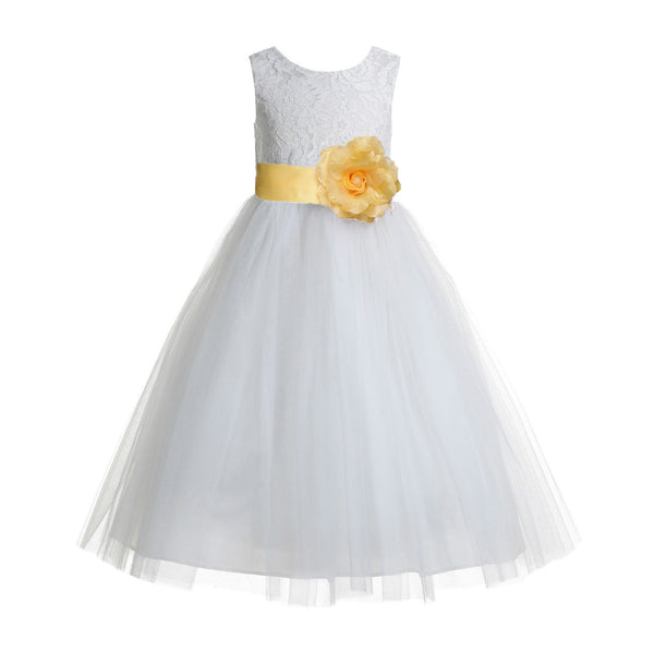 Ivory Floral Lace Heart Cutout Flower Girl Dress Communion Baptism Junior Bridesmaid Dress 172T(1)