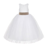 White Floral Lace Flower Girl Dress Special Occasions Wedding Christening Communion Baptism LG7(2)