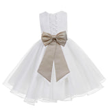 White Lace Organza Flower Girl Dress Elegant Formal Junior Beauty Pageant Communion Baptism 186T(1)