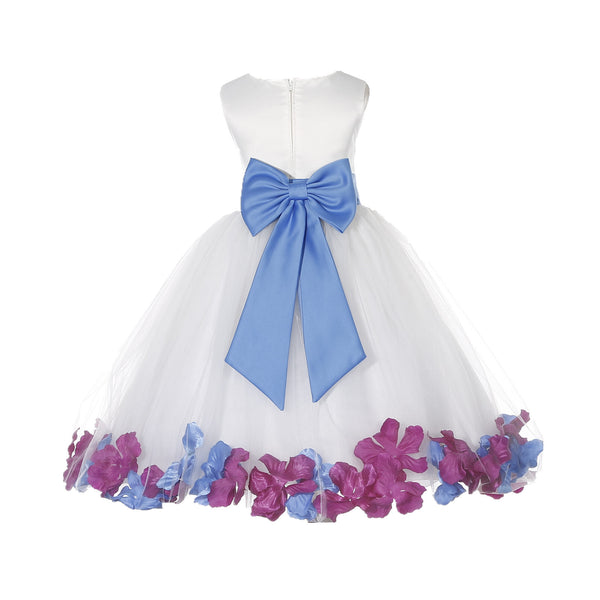 Ivory Elegant Colorful Mixed Rose Petals Bridesmaid Pageant Special Occasion Flower Girl Dress 302T(1)