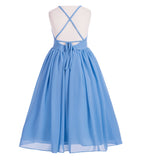 Criss-Cross Chiffon Flower Girl Dress Special Occasion Dresses Pageant Gown Junior Princess 191(2)