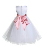 White Formal Wedding Pageant Special Occasions Rattail Edge Tulle Flower Girl Dress 829S(5)