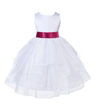 White Pageant Bridal Special Events Shimmering Organza Sequin Mesh Flower Girl Dress 4613mh