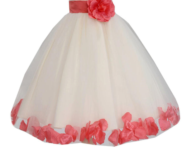 Ivory Floral Lace Heart Cutout Rose Petals Flower Girl Dress Junior Bridesmaid Special Event 185T(2)
